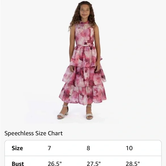 Speechless Girl Pink and White Floral tiered maxi Dress - Picture 1 of 5